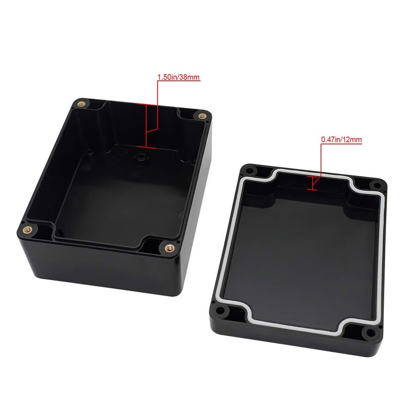 LeMotech ABS Plastic Electrical Project Case Power Junction Box, Project Box Black 4.5" x 3.5" x 2.2" (115 x 90 x 55 mm)(Pack of 2) - Image 4